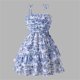 thumbnail image 5 of Vestido Floral de un Hombro Niña Adolescente Verano Francés Elegante Arco Floral Vestido sin Mangas Definido en la Cintura Vestido de un Hombro, 5 of 9