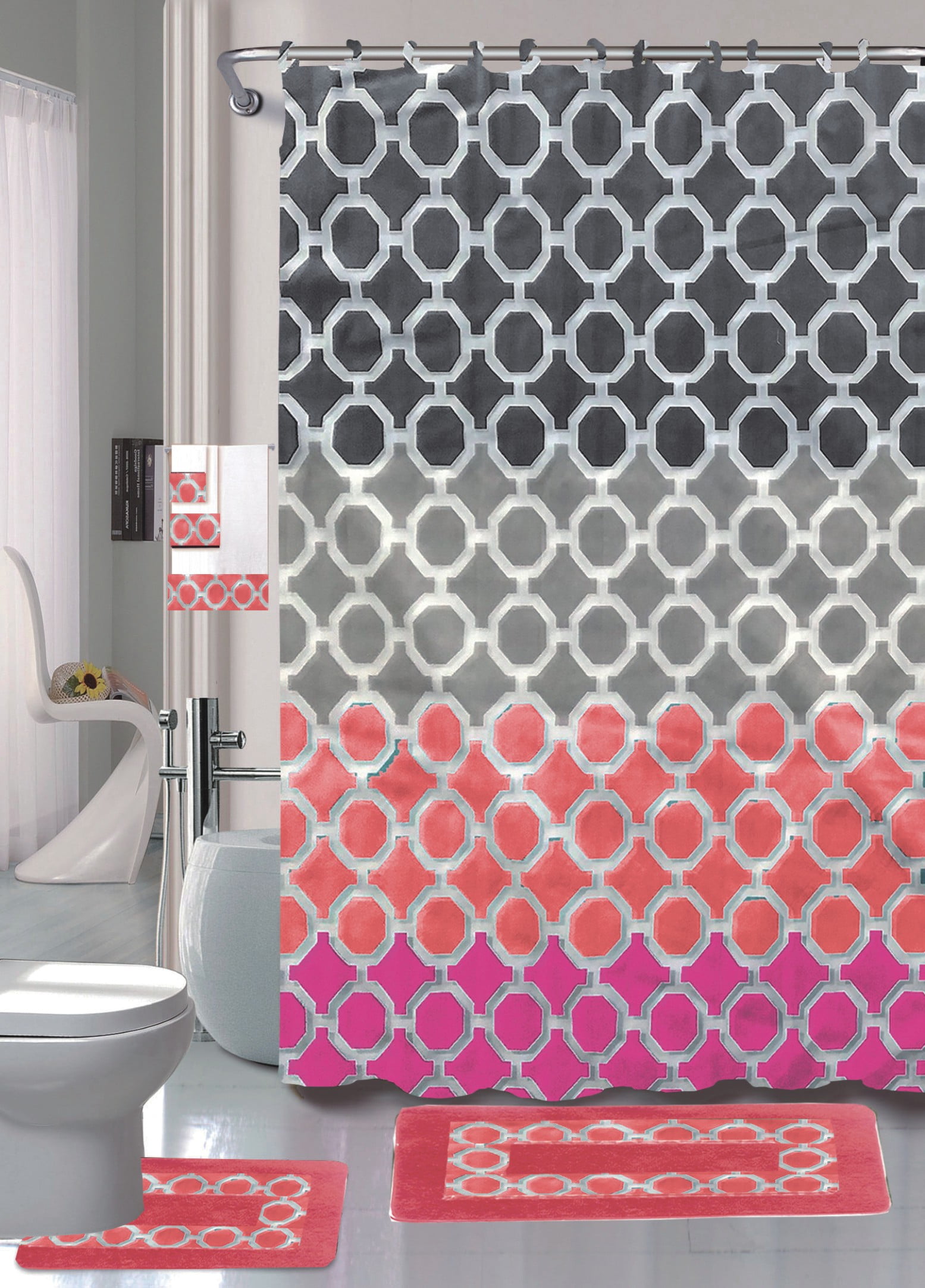 72x72" Angel Sea Shower Curtain Liner Bathroom Mat Set Waterproof Fabric Hooks 