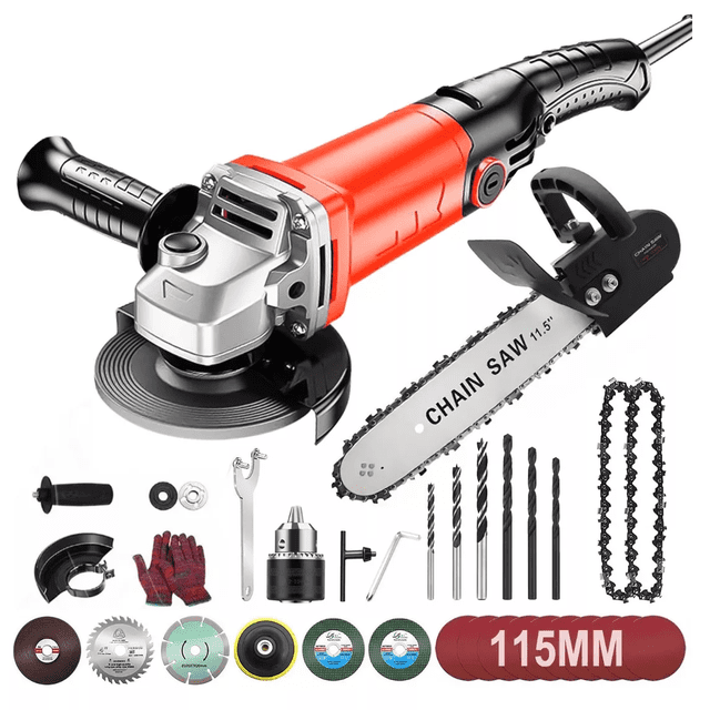 Esmeriladora Angular 980 W Con Taladro + Motosierras 3 En 1