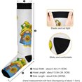 thumbnail image 3 of FREEAMG High Elasticity Compression Socks, High Knee Socks Adult Universal Leisure Relieve Fatigue,Watercolor Gnome in Hat with Sunflower Travel Daily with Running (2 Pair), 3 of 7