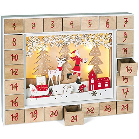Calendario de adviento de madera reutilizable BRUBAKER para