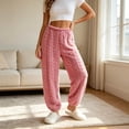 thumbnail image 4 of Diufon Fleece Sleep Pants for Women Elastic Waist Fall Winter Thickened Warm Pajama Pants Plush Cozy Homewear Bottoms, 4 of 7