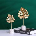 thumbnail image 6 of Golden Monstera Leaf Feather Model Ornament,Metal Golden Leaf Tabletop Shelf TV Cabinet Decor Feather Or Leaf With Marble Base Holder Desktop Decoration Home Office Decoration, 6 of 6