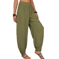 thumbnail image 2 of Cilcicy Cotton Linen Lounge Elastic Waist Women Harlan Pants, 2 of 4