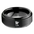 thumbnail image 2 of Tungsten Minnesota North Star State Heart Band Ring 8mm Men Women Comfort Fit Black Step Bevel Edge Brushed Polished, 2 of 4