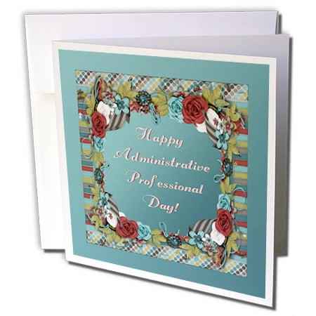 - 3dRose Frame of Flowers, Strips, Circles, Administrative Professionals Day - Greeting Cards, 6 by 6-inches, set of 12