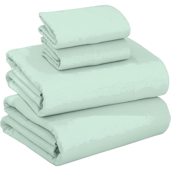 RUVANTI Flannel Sheets King Size - 100% Cotton Brushed Flannel Bed Sheet Sets - Deep Pockets 16 Inches (fits up to 18") - All Seasons Breathable & Super Soft - Warm & Cozy - 4 Pcs - Mint
