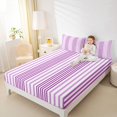 thumbnail image 3 of Castle Fairy Hippie Vertical Stripe Queen Sheets 4 Pieces,Bohemian Thin Line Queen Sheet Sets,Violet Lavender White,1 Flat Sheet, 1 Fitted Sheet and 2 Pillowcases, 3 of 7