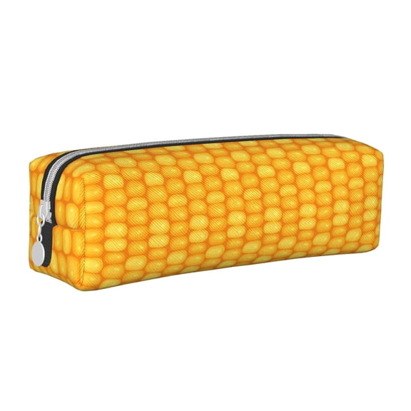 Yiaed Corn Kernels Print Leather Pencil Case - Leather Pen Pencil Holder - Elegant & Practical Pencil Pouch for Work & Office
