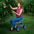 thumbnail image 2 of Costway Garden Cart Patio Wagon Roll Work Seat with Tray Basket Extendable Handle Blue, 2 of 10