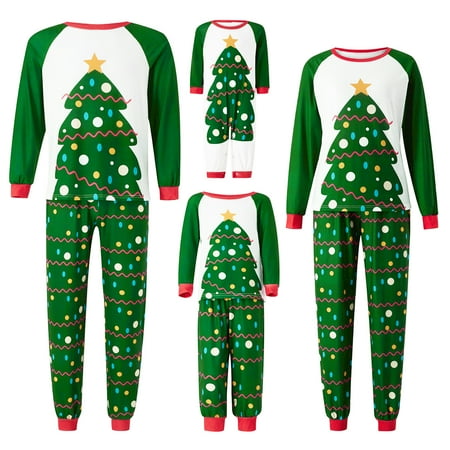 

Sunisery Family Matching Christmas Pajamas Sets Long Sleeve Tops Christmas Tree Print Pants Sleepwear Pjs