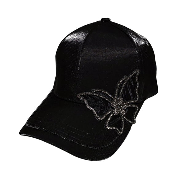 HARMTTY Women Hat Butterflies Ponytail Hole Hip Hop Embroidery Extended Brim Peaked Hat Female Headwear