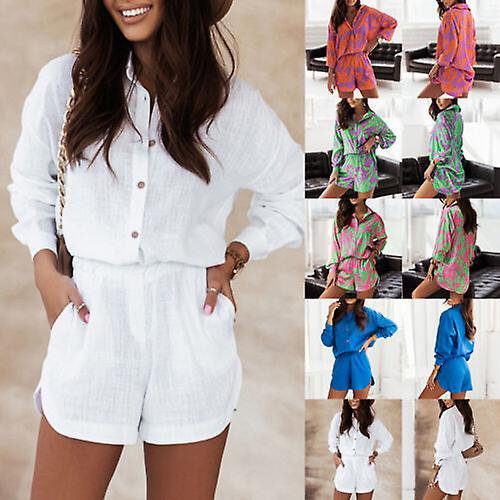 Conjunto de 2 piezas para mujer, camiseta, pantalones cortos, chándales extragrandes, informal de verano ZefeiWu 8390614807679