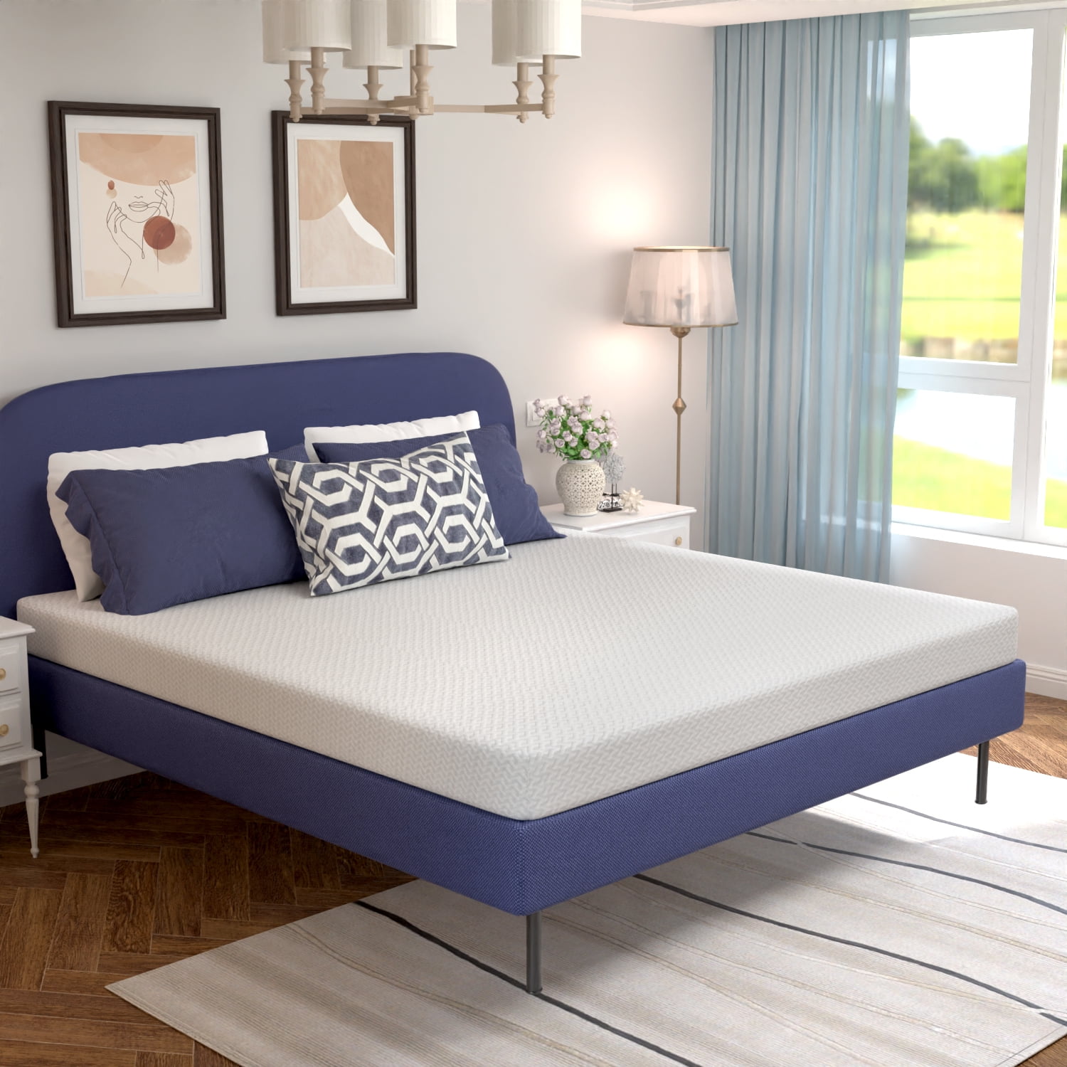 PayLessHere 6 Inch King Green Tea Memory Foam Mattress,White