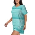 thumbnail image 2 of Lsque Blue And Turquoise Women's Short-Sleeved Pajama Set - 2 Piece Soft and Lightweight Sleepwear Set-Small, 2 of 9
