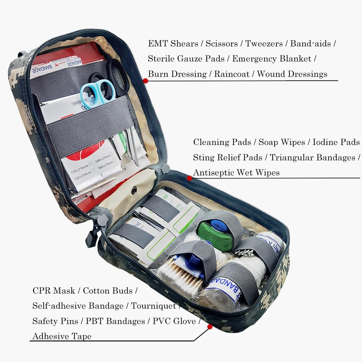 EMT MOLLE Ifak Pouch Tactical MOLLE Medical First Aid Kit Utility Pouch ACU Camouflage
