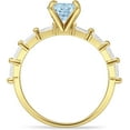 thumbnail image 6 of Petite Round Solitaire Ring Baguette Aquamarine Cubic Zirconia Yellow Tone 925 Sterling Silver, Size 7, 6 of 7