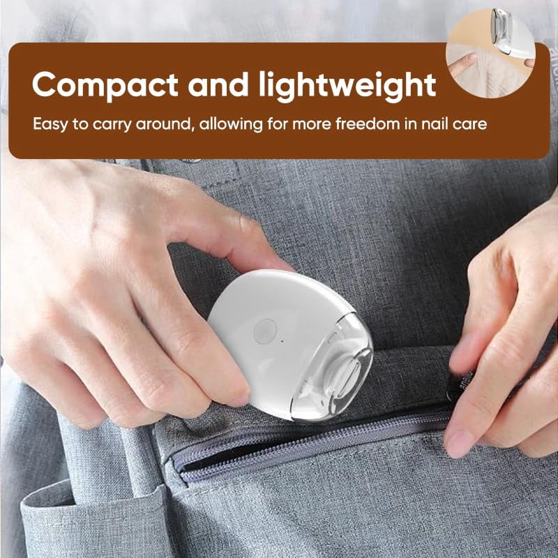 Electric Automatic Nail Trimmer - Rechargeable Fingernail Clipper & Grinder with LED Light, 3-Speed Quiet Design for Safe, Gentle Nail Care for Adults, Seniors & Babies(2PCS)