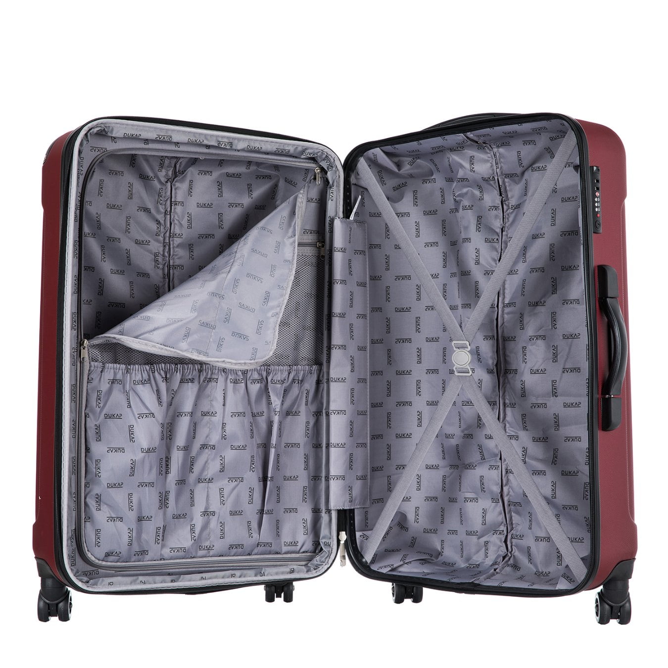DUKAP Intely 28" Hardside Lightweight Luggage with Spinner Wheels and Integrated Weight Scale, Wine