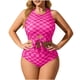 thumbnail image 2 of TaTaai Women's Plus Size Checkered Two Piece Swimsuit, Sleeveless Tie Front Tankini, Casual Beach Attire for Vacation, Holiday Season and Poolside Relaxation Gift, 2 of 4
