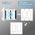thumbnail image 3 of [5 Pack] NEU 2-Gang Mid-Size Decorator Light Switch Outlet Cover Wall Plates, 4.75" x 4.75", Unbreakable Polycarbonate Thermoplastic, Glossy White, 3 of 5