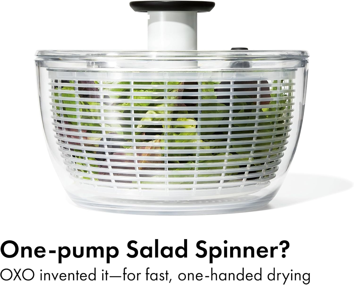 OXO Large Stainless Steel Non-Slip Salad Spinner with Clear