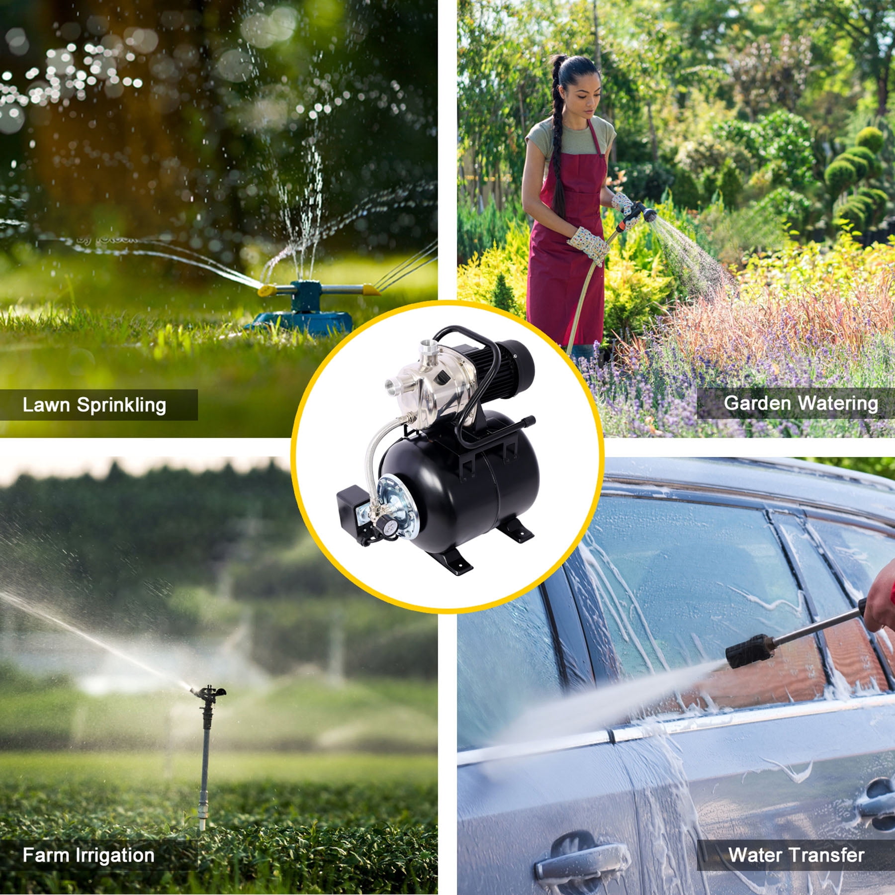 Stainless Steel 1.6HP Shallow Well Pump - Automatic Water Booster Jet Pump for Home, Garden, Lawn - Corrosion-Resistant Housing - Reliable and Efficient