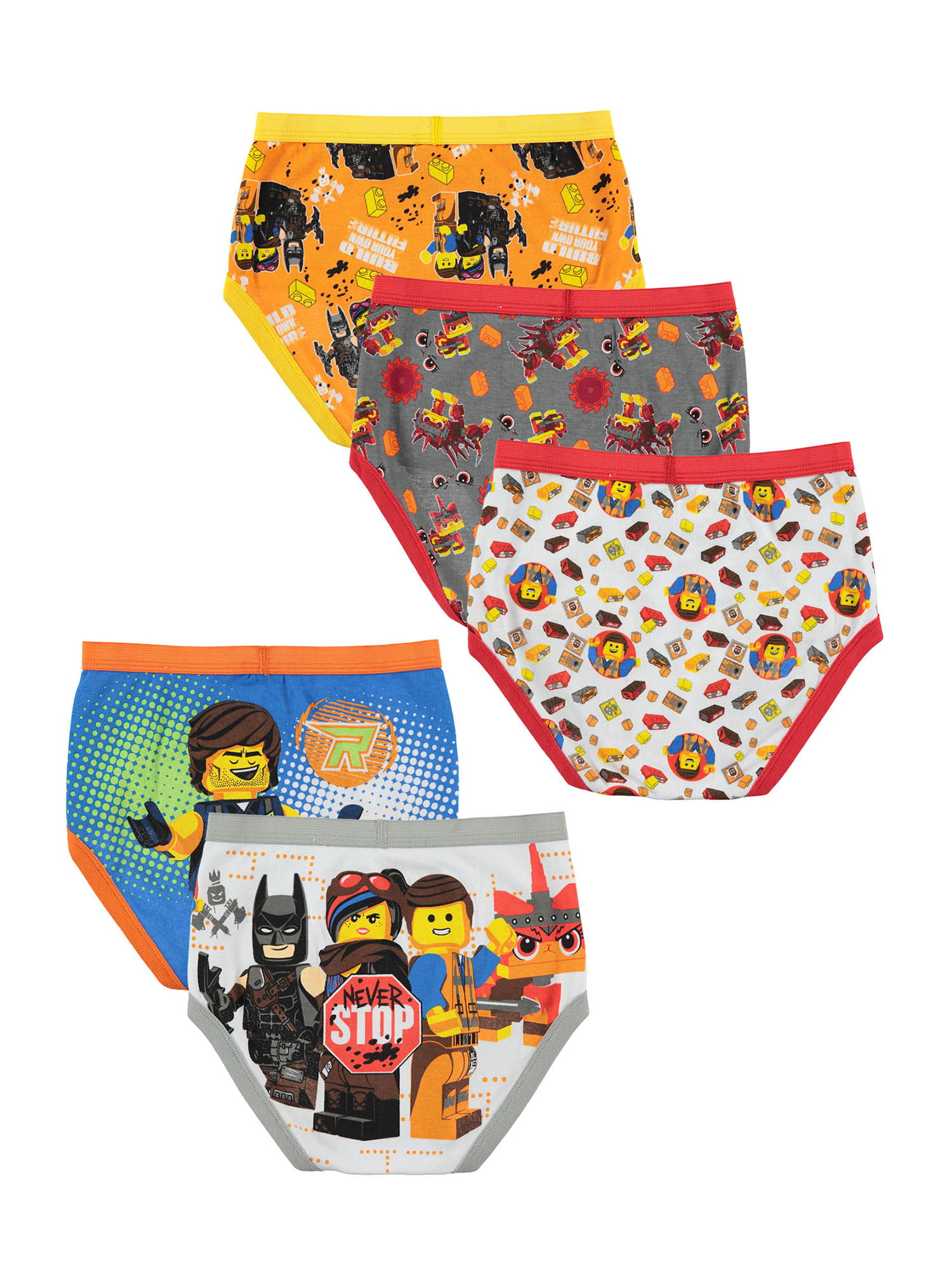 LEGO Movie 2, Boys Underwear, 5 Pack Briefs Sizes 4 - 8