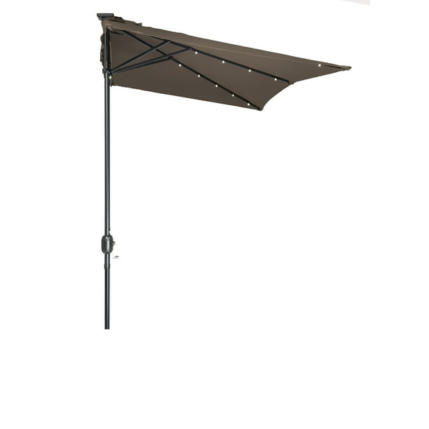 5' x 6.5' LED Rectangular Patio Half Umbrella by Trademark
