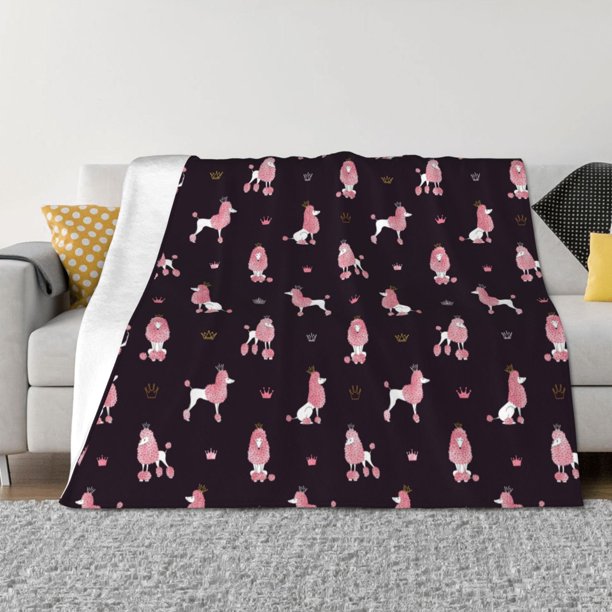 Balery Poodle Dog Manta de Franela con Dibujo, Lujo Ultra Suave y Cálido, Antipelusa y Resistente a las Arrugas para Cama, Sofá, Camping -40"x30"
