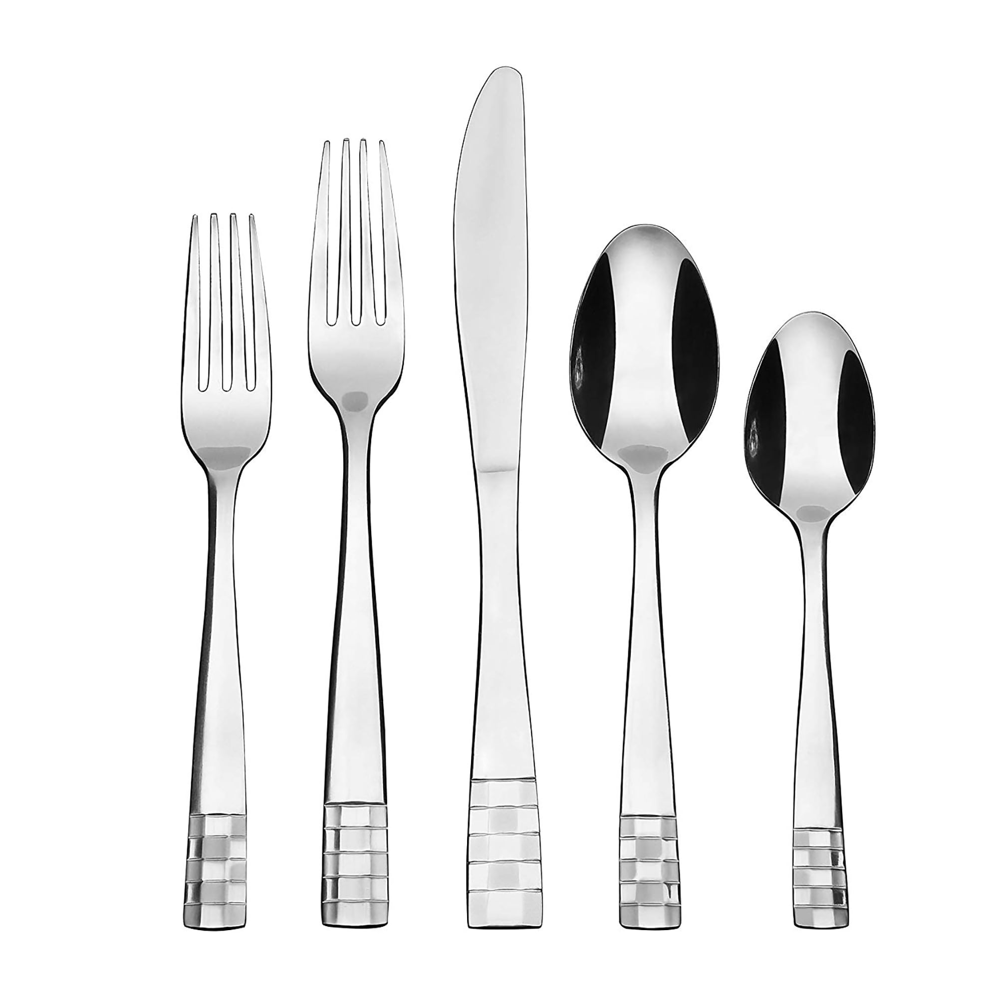 Alata Cube 20-Piece Forged Stainless Steel Flatware Set Cutlery  Set,Silverware Set Service for 4,Mirror Finish,Dishwasher Safe
