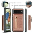 thumbnail image 6 of Nalacover Wallet Case for Google Pixel 6, 2 in 1 Design Zipper Pocket Luxury Shining PU Leather Cover with Card Slots Holder Magnetic Kickstand Shockproof Anti-Scratch Case,Rosegold, 6 of 11