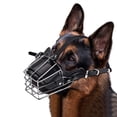 thumbnail image 2 of HEVIRGO Pet Dog Mouth Breathable Adjustable Anti-Bite Metal Muzzle Protection Cover,Black M, 2 of 9