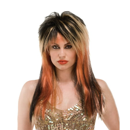 Punk Diva Black Blonde and Copper Wig Adult Halloween Accessory