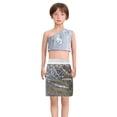 thumbnail image 1 of FAOWME Robe de Danse Enfant Jupe Portefeuille Extensible à Sequins Jupe Argent 2-10 Ans, 1 of 4