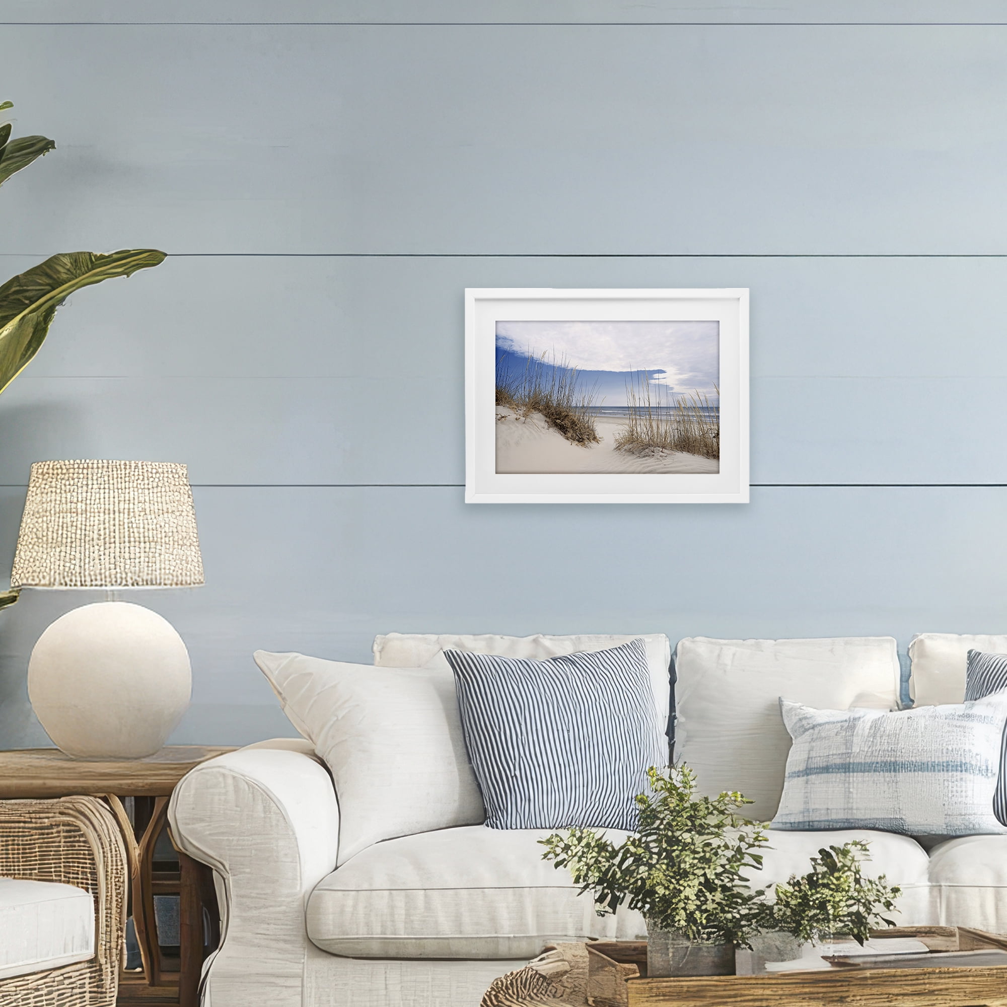 Stupell Industries Sea Oats Along Sandy Dunes White Framed Print Under Glass, design by Natalie Carpentieri