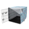thumbnail image 3 of Pool Party Dog Crate Cover, Summer Fun Themed Pattern of Flamingo and Swan Floats Cartoonish Art, Easy to Use Pet Kennel Cover for Dogs, 35" x 23" x 27", Sky Blue Rose White, by Ambesonne, 3 of 6