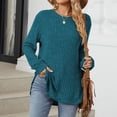 thumbnail image 3 of Lixiuxyad Women's Fashion Long Sleeve Tops Casual Round Neck Ladies Lightweight Top Trendy Flowy,Green XXL, 3 of 7