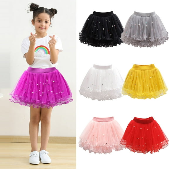 VEKDONE Toddler Kids Girl's Tutu A Line Knee Length Tulle Layered Short Party Skirt for Little Big Girls 2T-7T Brithday Gift for Girl Pink,3 Years