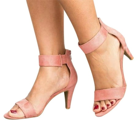 

Womens High Heeled Sandals Casual Peep Toe Thin Stiletto For Bridesmaids Prom Graduations 35 Pink