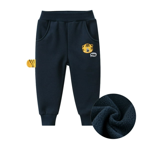HAYIMI Child Pants Boys Dinosaur Pants Kids Cartoon Thermal Joggers Warm Casual Sweatpants Toddler Big Boys Comfortable Athletic Pants Soft Solid Color Daily Trousers Slacks