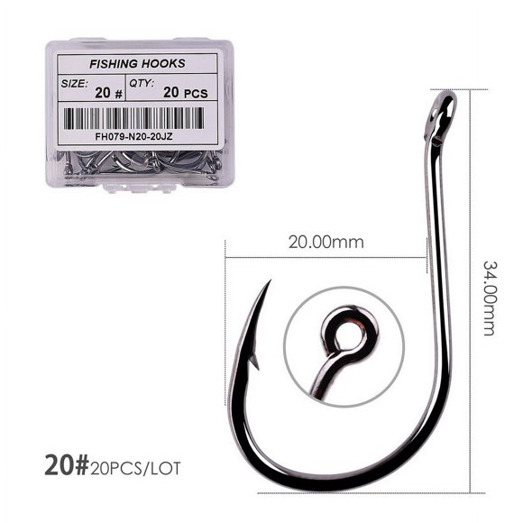 50pcs / 20pcs / Box Circle Carp Eyed Fishing Hook Size 2-22# Ring eye Japan Fishhooks Fishing Hooks Single Jig Fish Hook Tackle Size 20 - 20pc