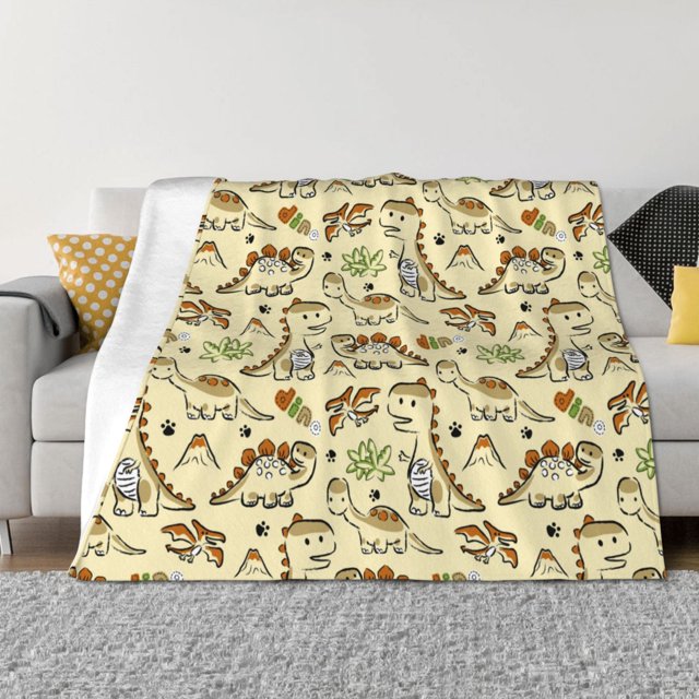 Balery Cartoon Dinosaurs Manta de Franela con Dibujo, Lujo Ultra Suave y Cálido, Antipelusa y Resistente a las Arrugas para Cama, Sofá, Camping -80"x60"