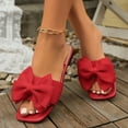 thumbnail image 5 of Women's Sandals Flat Heel Open Toe Slip-on Solid Color High Heel Slides Sandals Slippers Women Dressy Comfortable Summer Casual Sandals Red 42, 5 of 5
