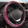 thumbnail image 1 of Funda para volante rosa para mujer, diseño de leopardo, protector antideslizante, transpirable, universal, 15 pulgadas, lindos accesorios para coche, 1 of 1