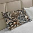 thumbnail image 2 of Ambesonne Boho Art Knitted Quilt Pillowcover, Occult Sun Skull Moon Wave, 30"x20", Blue Violet Pale Brown, 2 of 2