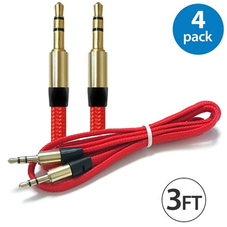 4x Afflux 3.5mm AUX AUXILIARY Cable Male Male Stereo Audio Cord For Android Samsung iPhone iPad iPod PC Computer Laptop Tablet Speaker Home Car System Handheld Game Headset High Quality