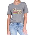 thumbnail image 3 of QAFOPEH Women Vintage'83 Print Tee Shirt Short Sleeve Crewneck Graphic Top, 3 of 7