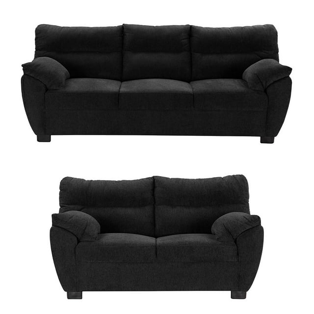 Sala 3-2 TRINITY Monza 2 Piezas (Sofá, Love Seat) Negro Para Sala