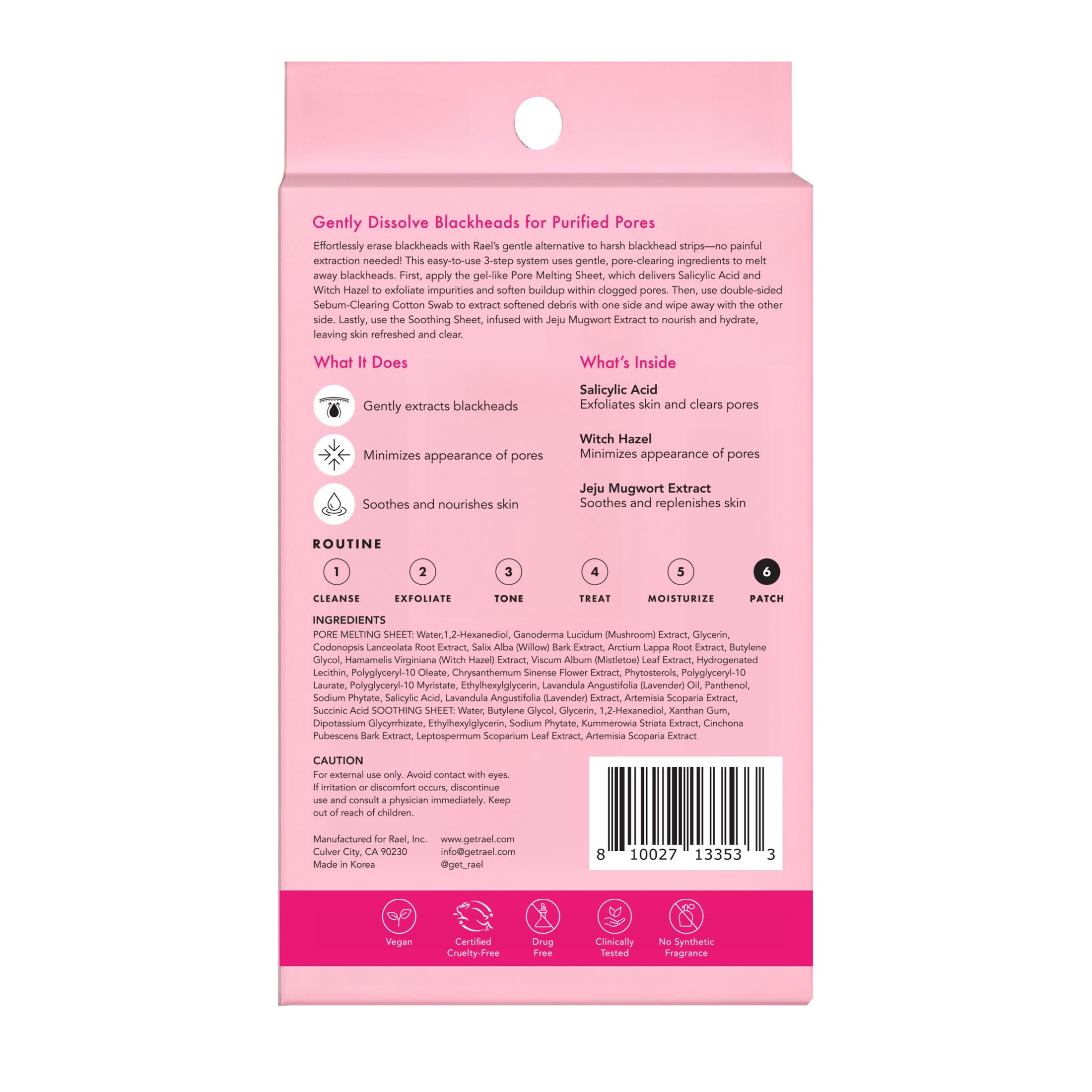Rael Miracle Patch 3-Step Pore Melting Pack, for Blackheads and Clogged Pores, 3 Count